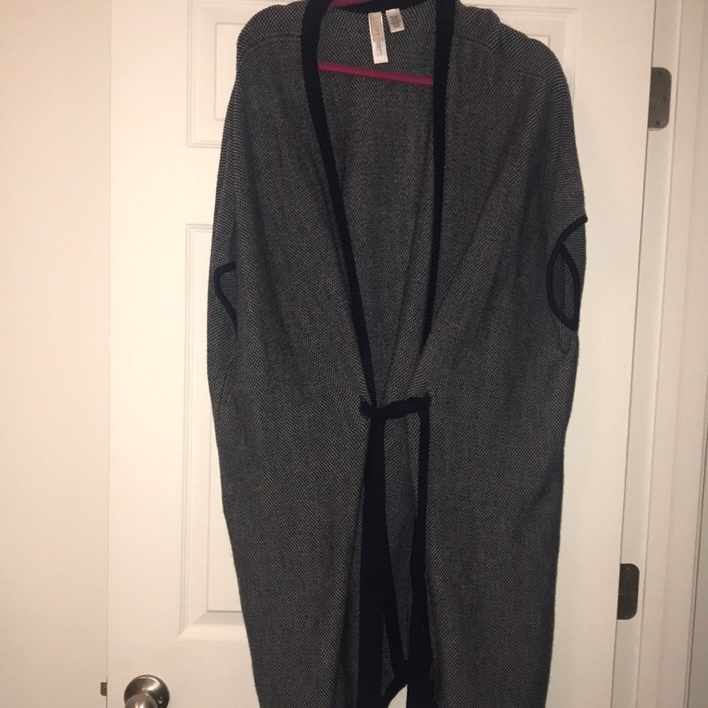 navy and cream oversized cardigan sweater